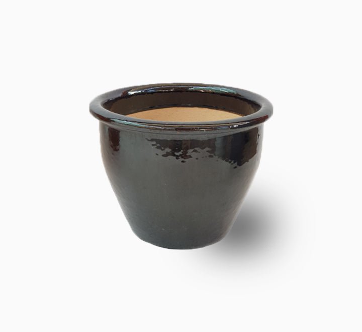 Black-Rolled-Rim-Pot_8ecad406-bba7-43a6-87d4-ae9566798acb.jpg Black Rolled Rim Pot Outdoor Ceramic Pot ,Garden Pots - Image 1